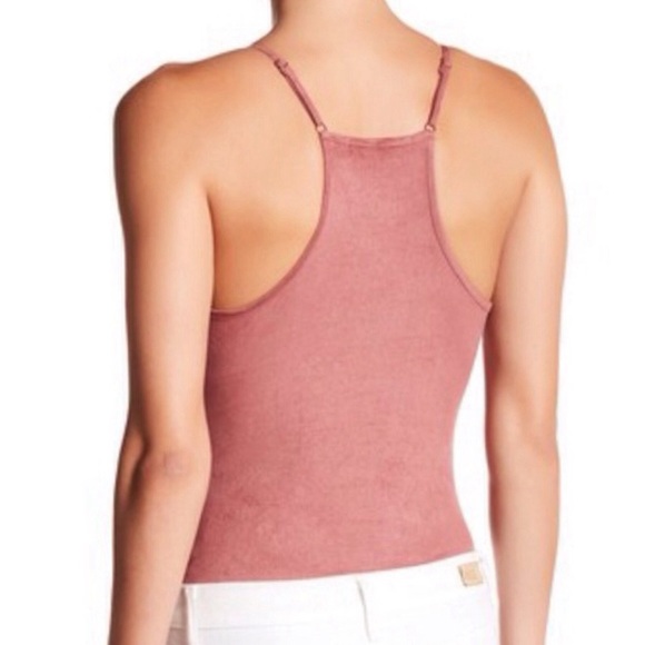 HARLOW & GRAHAM Faux Suede Bodysuit Dusty Rose - Picture 5 of 11